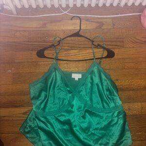 Green Satin Cami Top